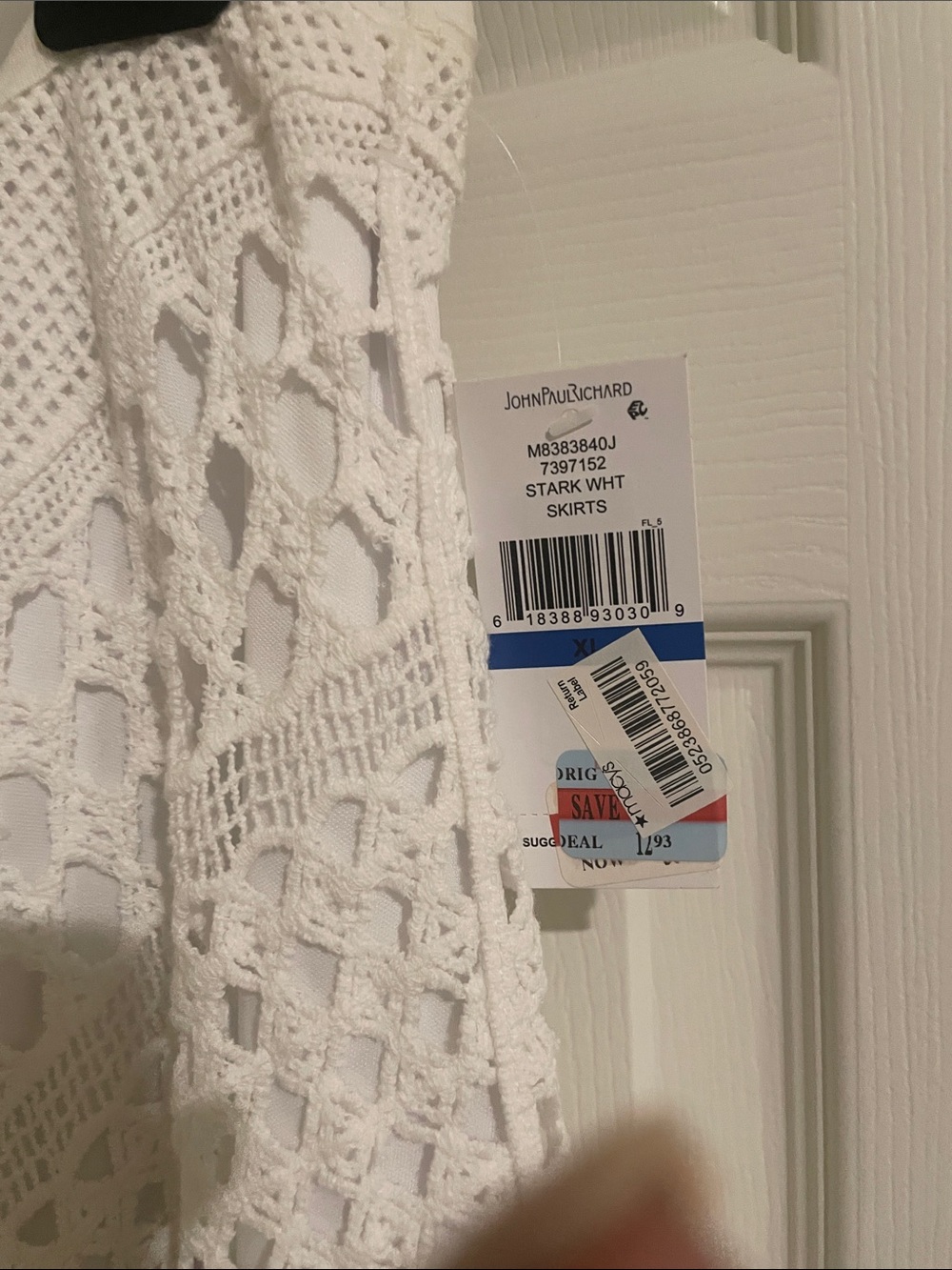 JohnPaulRichard White Crochet V-Neck Skirt - Picture 3 of 5